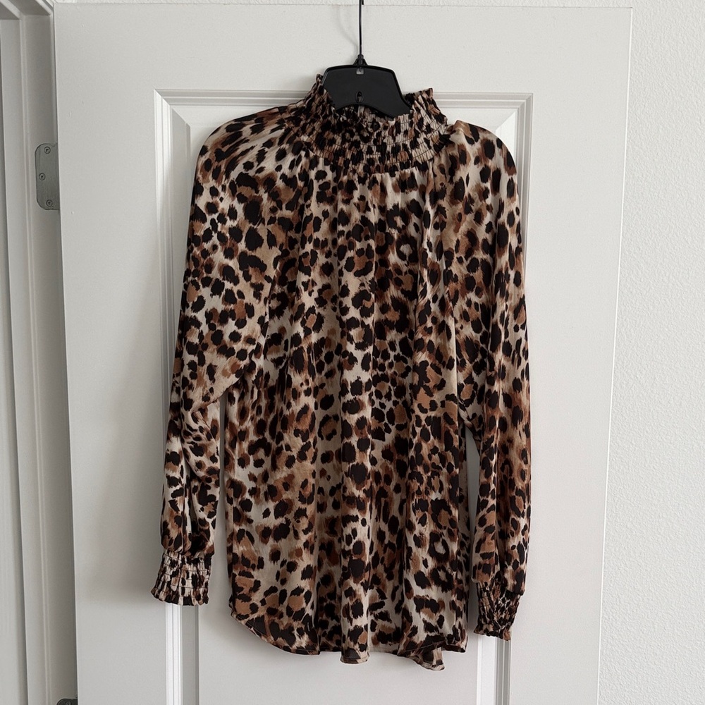 Chico's Animal Print Smocked Blouse